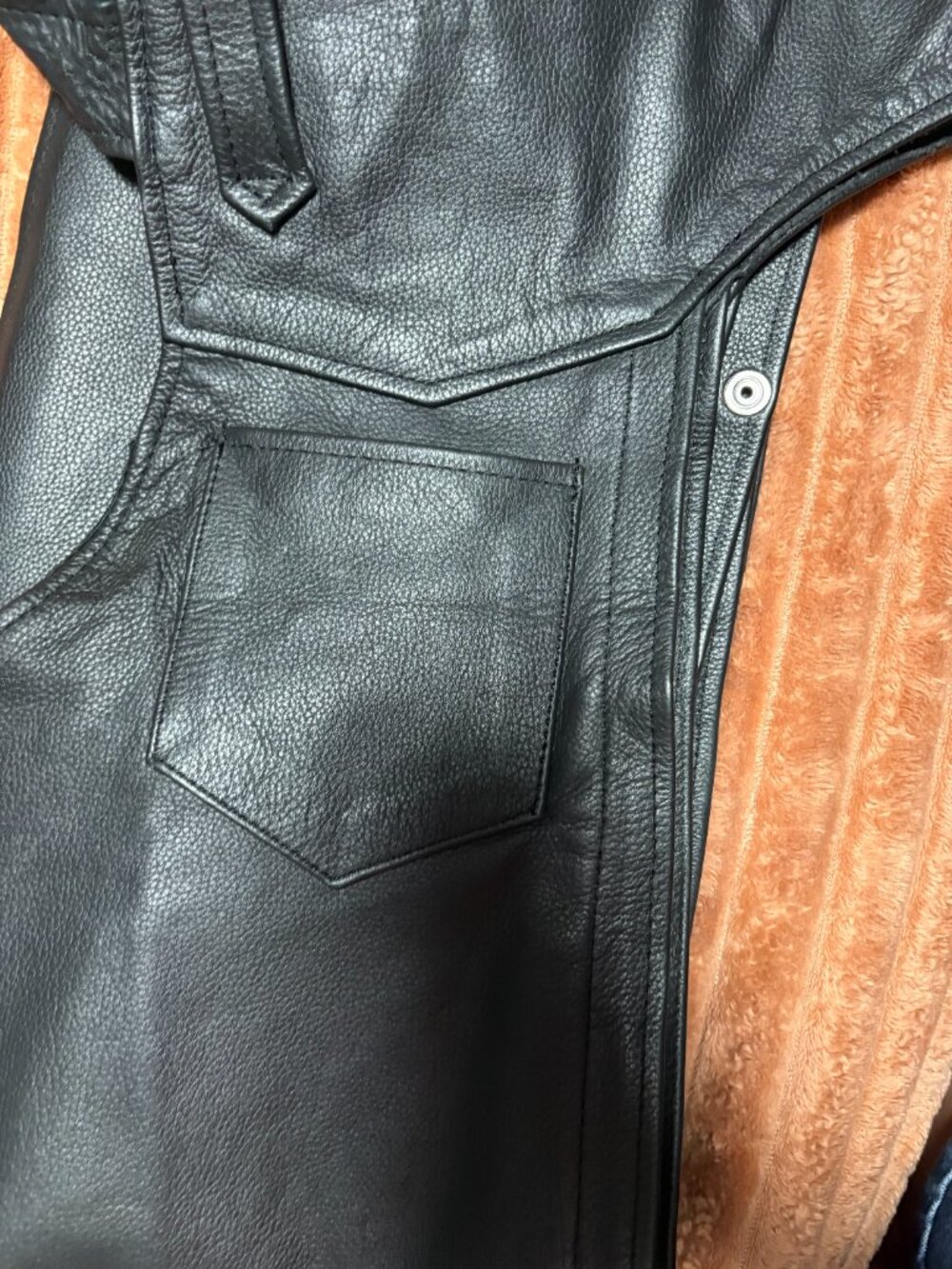 Vintage Bikers Leather Riding Chaps Large, INTERSTATE - Picture 4 of 4